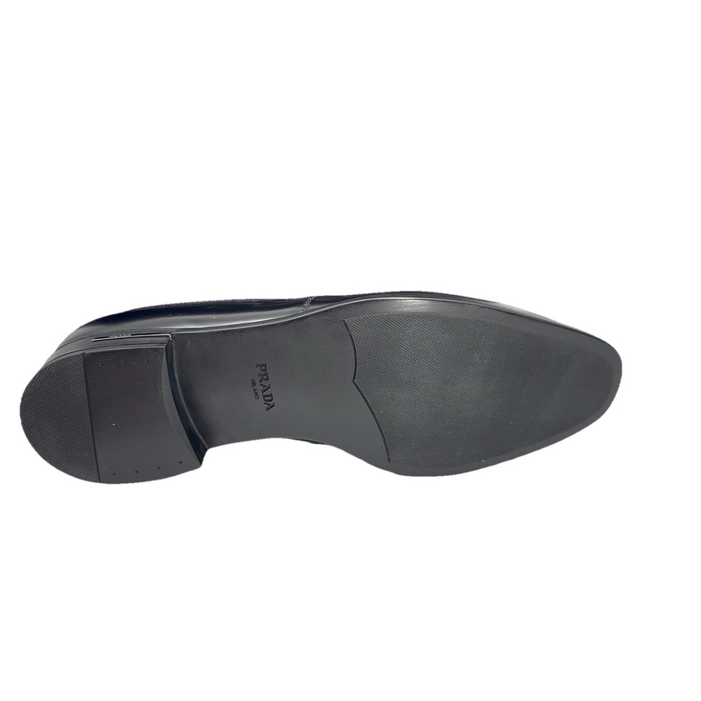Prada Men's Black Leather Loafers 2DC079 Spazzolato Fumé Size 7.5 Made in Italy - Picture 10 of 12